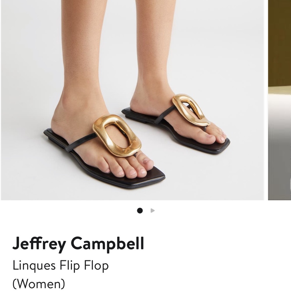 Jeffrey Campbell Gold and Black Sandals with Metallic Detail